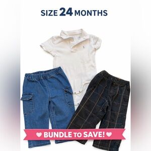 Baby Boy Polo Onesie & Pants Bundle | Size 24 Months| 3 Piece 2 Pants Jeans Polo